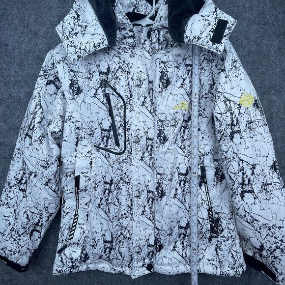 Merence Coat Small Oscillator Series Jacket Splatter Ski Snow Hood Faux Fur Warm - Picture 8 of 9
